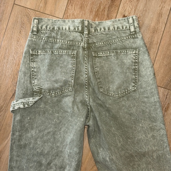 NWOT PrettyLittleThing Olive Green Seam Detail Panel Straight/Wide Leg Jean, 8 - Picture 9 of 10